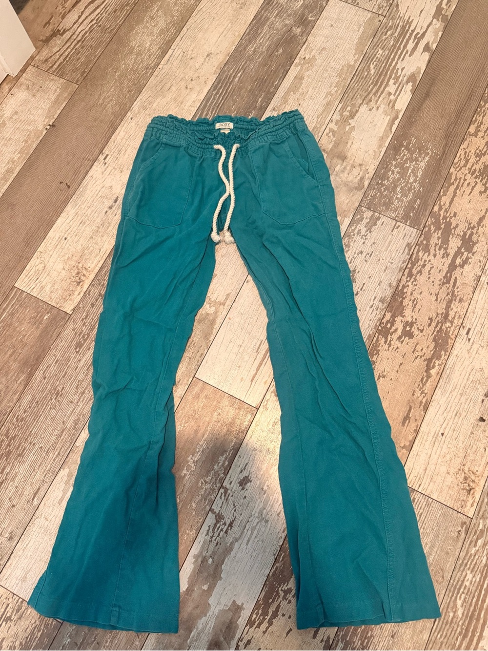 Roxy Teal Drawstring Flare Joggers XS